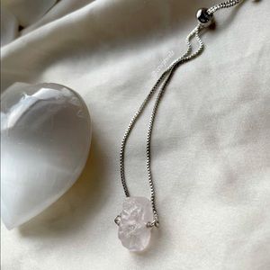 🚨SOLD🚨White Quartz & Silver Stone Adjustable Bracelet